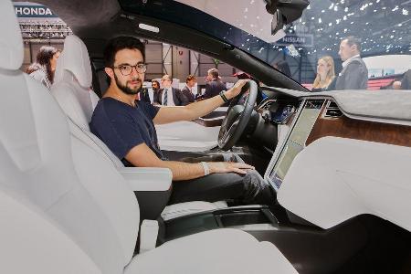 Tesla Model X, Sitzprobe, Genfer Autosalon, 03/2016
