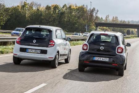 Renault Twingo SCe 70 Energy, Smart Forfour 1.0, Heckansicht