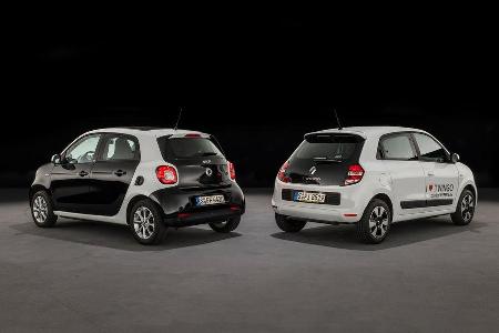 Renault Twingo SCe 70 Energy, Smart Forfour 1.0, Heckansicht