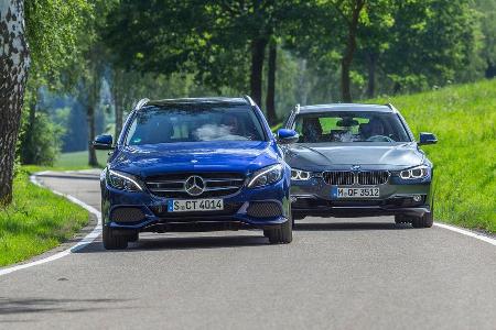 Mercedes C 180 T, BMW 330d, Frontansicht