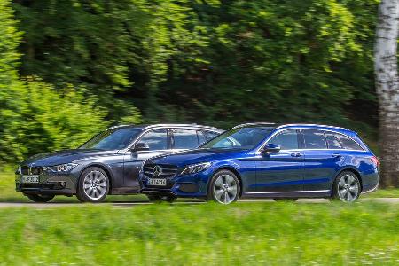 Mercedes C 180 T, BMW 330d, Seitenansicht