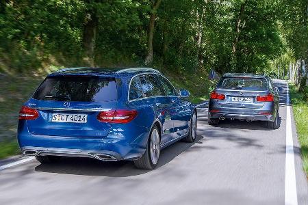 Mercedes C 180 T, BMW 330d, Heckansicht