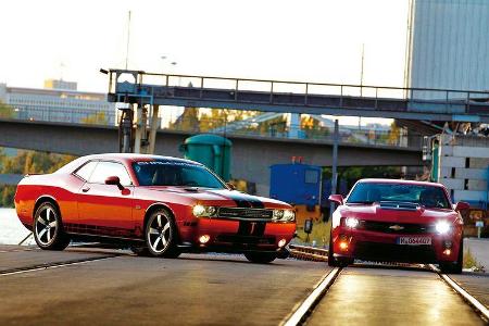 Chevrolet Camaro ZL1, Dodge Challenger SRT8 392, Frontansicht