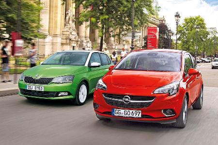Opel Corsa, Skoda Fabia, Frontansicht