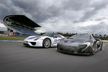 Porsche 918 Spyder, McLaren P1, Frontansicht
