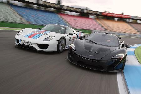Porsche 918 Spyder, McLaren P1, Frontansicht