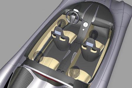 Zugang zum Innenraum gewähren zwei nach oben schwenkende Türen.