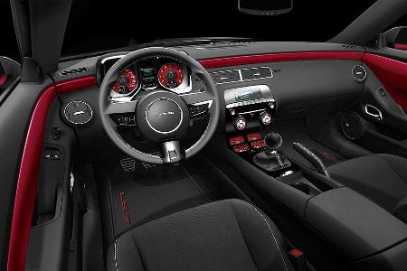 Die rote Außenfarbe spiegelt sich in Form eines umlaufenden Bandes im Innenraum wider.