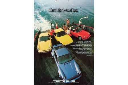 Porsche lässt seine Modellpalette 1976 einen Ausflug auf dem Meer unternehmen. Heimlicher Hinweis auf die Vollverzinkung?