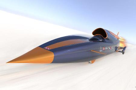 Die ersten Designzeichnungen des Bloodhound SSC, ursprünglich sollte das Modell seinen Temporekord ...