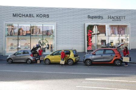 Kia Picanto 1.2, Smart Forfour 0.9, VW Up 1.0 TSI, Seitenansicht