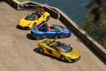 Ferrari 488 Spider, Lamborghini Huracn Spyder, McLaren 675LT Spider