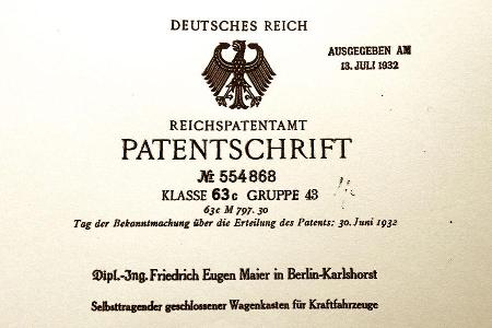 Friedrich Eugen Maier, Patent