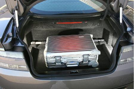 Kofferraum als Schirm-Reservoir und obligatorischer Golf-Caddy.