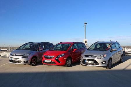 Citron Grand C4 Picasso BlueHDi 150, Ford Grand C-Max 2.0 TDCi:, Opel Zafira Tourer 1.6 CDTI