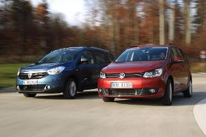 Dacia Lodgy dCi 110, VW Touran 1.6 TDI BMT, Frontansicht
