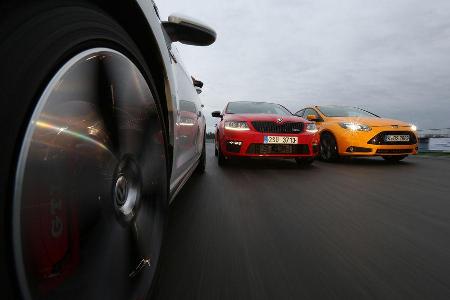 Ford Focus ST, Skoda Octavia RS, VW Golf GTI Performance, Frontansicht
