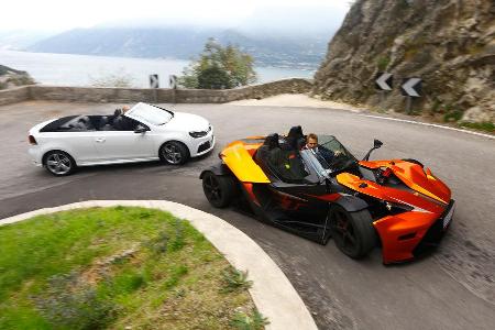 KTM X-Bow GT, VW Golf R Cabriolet, Seitenansicht