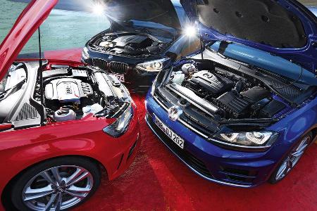 VW Golf R, Audi S3 Sportback, BMW M135i xDRIVE, Motoren