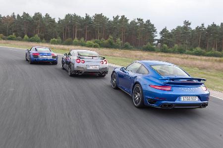 Porsche Turbo S, Nissan GT-R, Audi R8