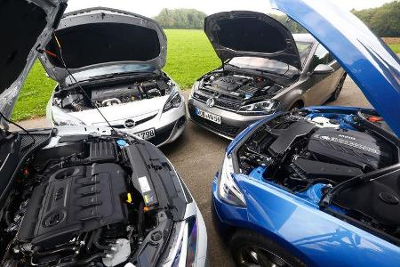 BMW 120d, Opel Astra GTC Biturbo CDTI, Seat Leon FR 2.0 TDI, VW Golf GTD, Motoren