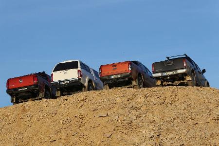 Ford Ranger, Nissan Navara, Toyota Hilux, VW Amarok, Heckansicht