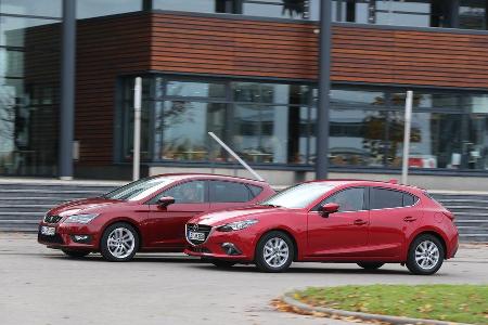 Seat Leon 2.0 TDI, Mazda 3 Skyaktiv D 150, Seitenansicht