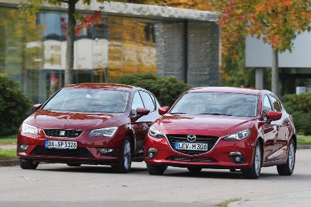 Seat Leon 2.0 TDI, Mazda 3 Skyaktiv D 150, Frontansicht