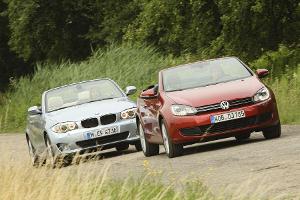 BMW 120i Cabrio, VW Golf Cabrio 1.4 TSI, Frontansicht, Front