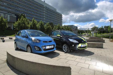 Ford KA Titanium, Kia Picanto ISG Spirit, Seitenansicht