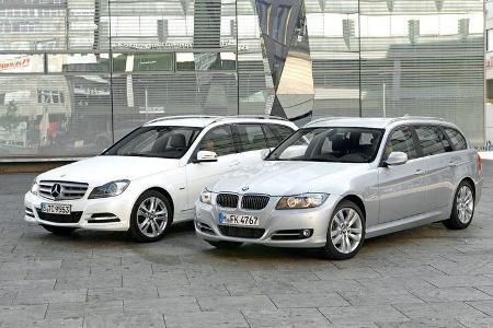 BMW 316d Touring, Mercedes C 180 CDI T Avantgarde, Seitenansicht
