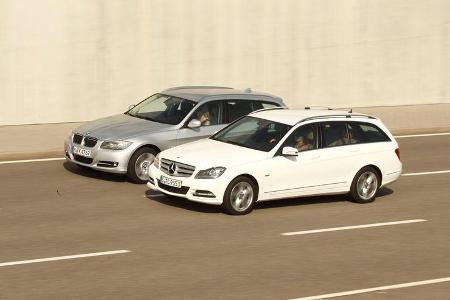 BMW 316d Touring, Mercedes C 180 CDI T Avantgarde, Seitenansicht