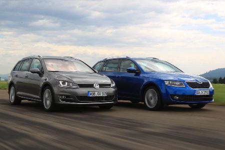 VW Golf Variant 2.0 TDI, Skoda Octavia Combi 2.0 TDI, Frontansicht