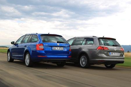 VW Golf Variant 2.0 TDI, Skoda Octavia Combi 2.0 TDI, Heckansicht