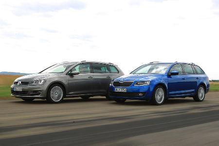 VW Golf Variant 2.0 TDI, Skoda Octavia Combi 2.0 TDI, Seitenansicht
