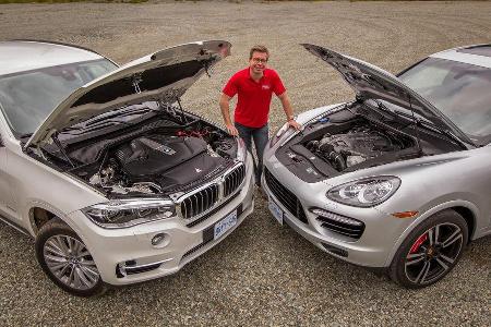 BMW X5, Porsche Cayenne, Motorhaube