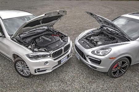 BMW X5, Porsche Cayenne, Motorhaube