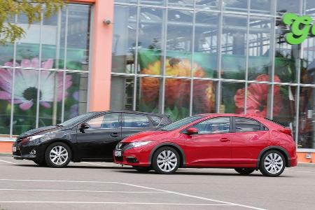 Honda Civic 1.6 i-DTEC, Toyota Auris 2.0 D-4D, Seitenansicht