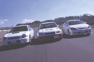 Subaru Impreza WRX STI, Mitsubishi Lancer Evo VII und Honda Integra Type R