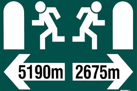 Für Dauerläufer: Fluchtweg-Hinweis im Karawanken-Tunnel.
