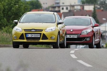 Ford Focus 1.0 Ecoboost, Renault Mégane TCe 130, Frontansicht