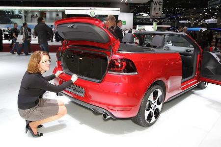 Sitzprobe Birgit Priemer VW Golf GTI Cabrio Genf 2012
