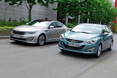 Kia Optima, Hyundai i40, Frontansicht