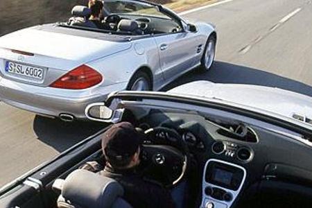 Offene Leistungsbekenntnisse: Der SL 600 ist dem SL 55 AMG bei der Elastizität überlegen.