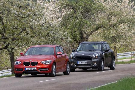 BMW 116d, Mini Countryman Cooper D, Frontansicht