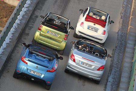 Fiat 500 C, Peugeot 207 CC, Renault Wind, Smart Fortwo Cabrio, Heck