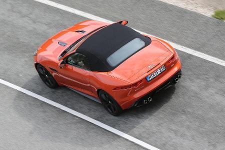 Jaguar F-Type S, Heckansicht, von oben