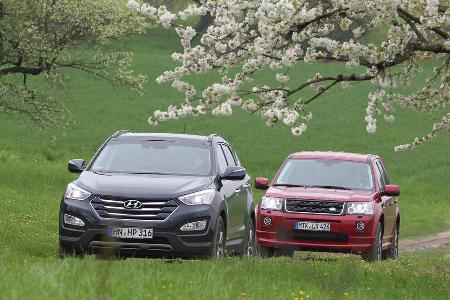 Hyundai Santa Fe 2.2 CR Di 4WD, Land Rover Freelander 2.2 SD4, Frontansicht