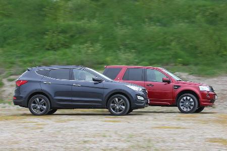 Hyundai Santa Fe 2.2 CR Di 4WD, Land Rover Freelander 2.2 SD4, Seitenansicht
