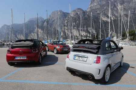 Abarth 595C, Citron DS3, Mini Roadster, Heckansicht